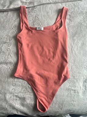 Babaton Coral-Pink Tank One-Piece Bodysuit